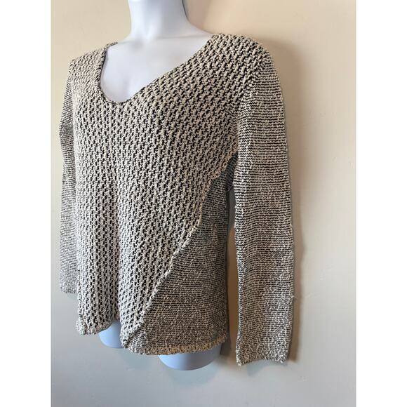 VTG 80s Karen Hart Womens Sz L Pullover Sweater Cotton Bleen V-Neck Chunky Retro - Picture 4 of 9